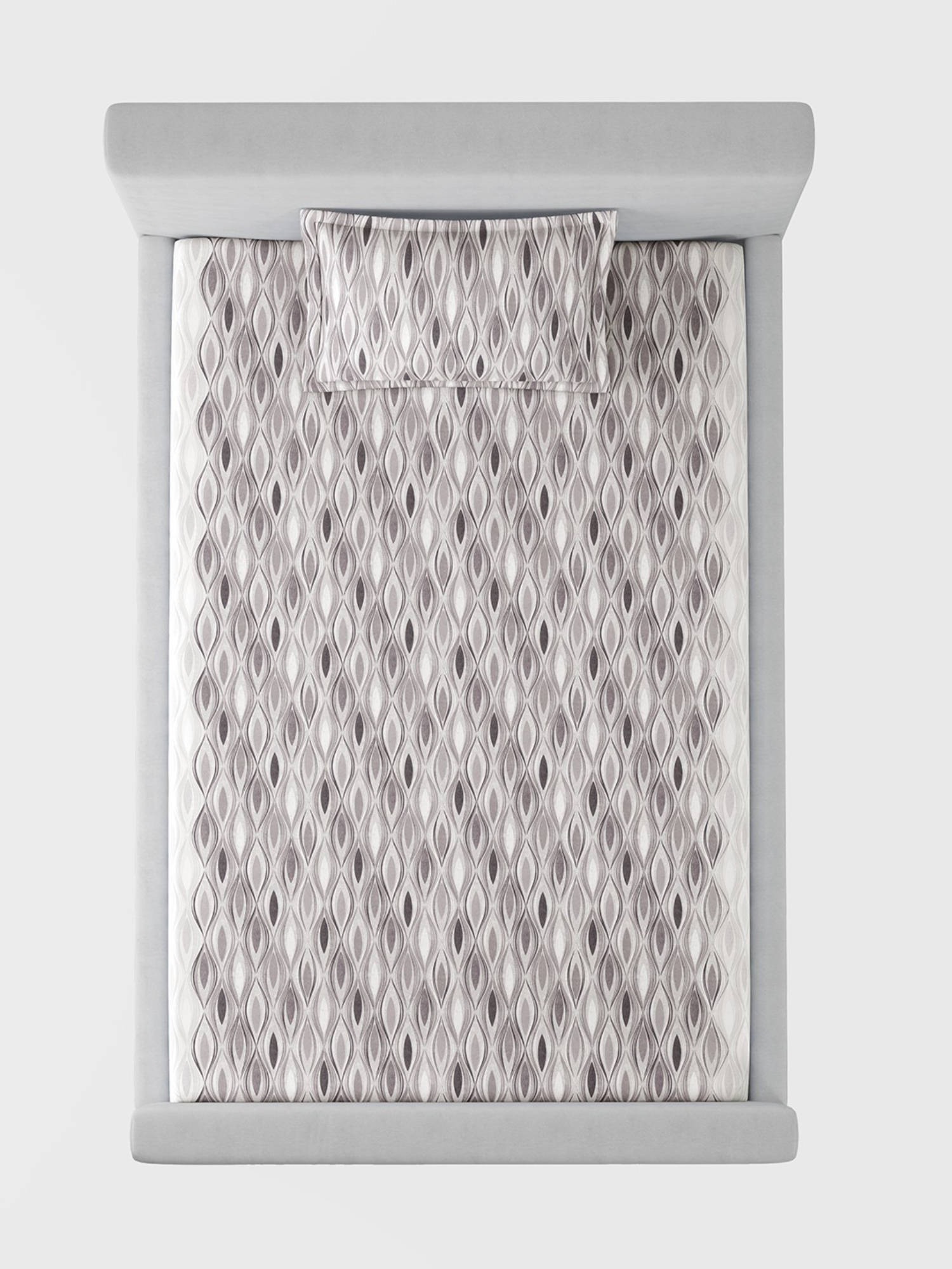 SANSAAR A D'DECOR BRAND LIVE CONSCIOUSLY Ripple Alloy Grey Bedsheet with 1 Pillow Cover (Single)