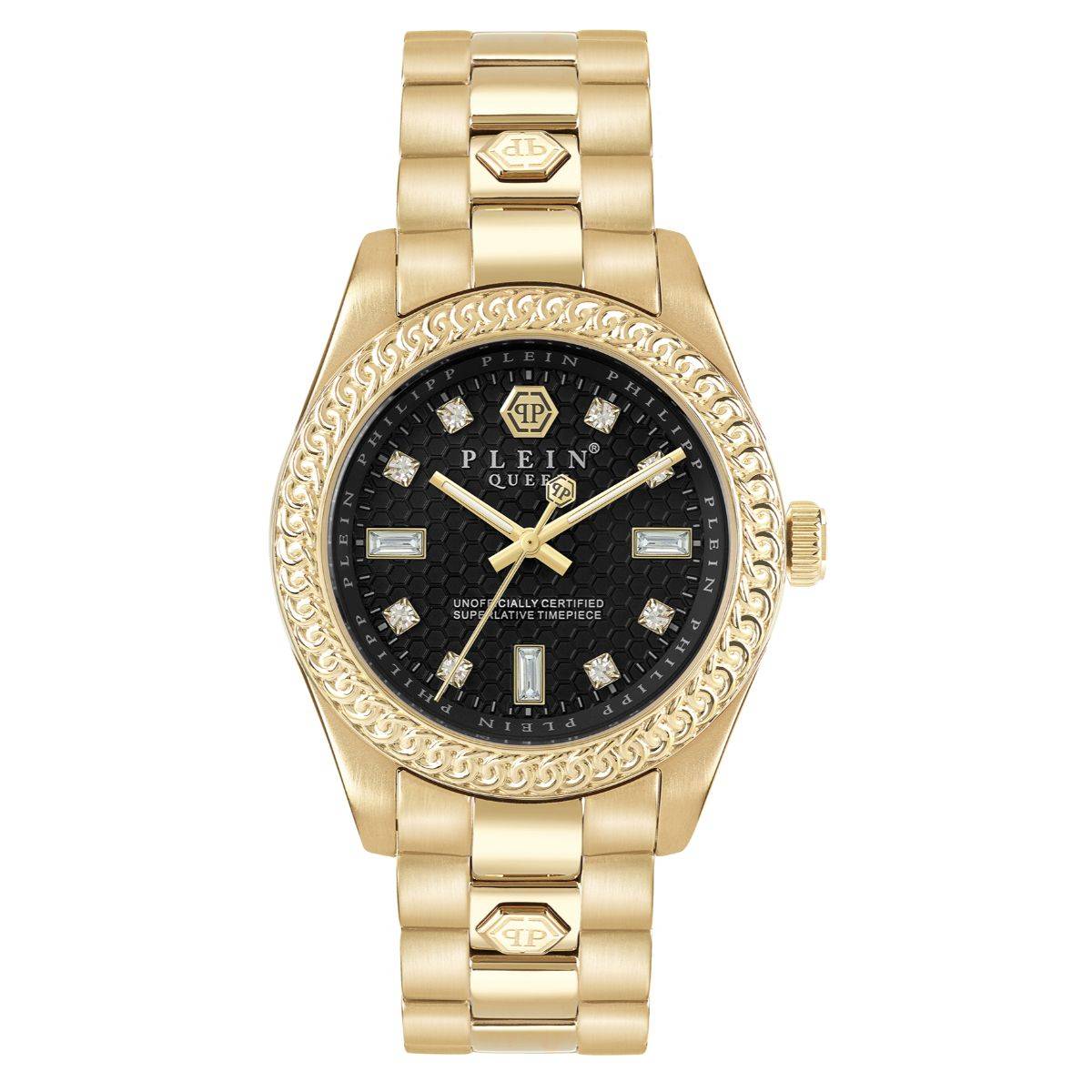 Philipp Plein Women Black Round Analog Stainless Steel Dial Watch-PWDAA0621 (M)