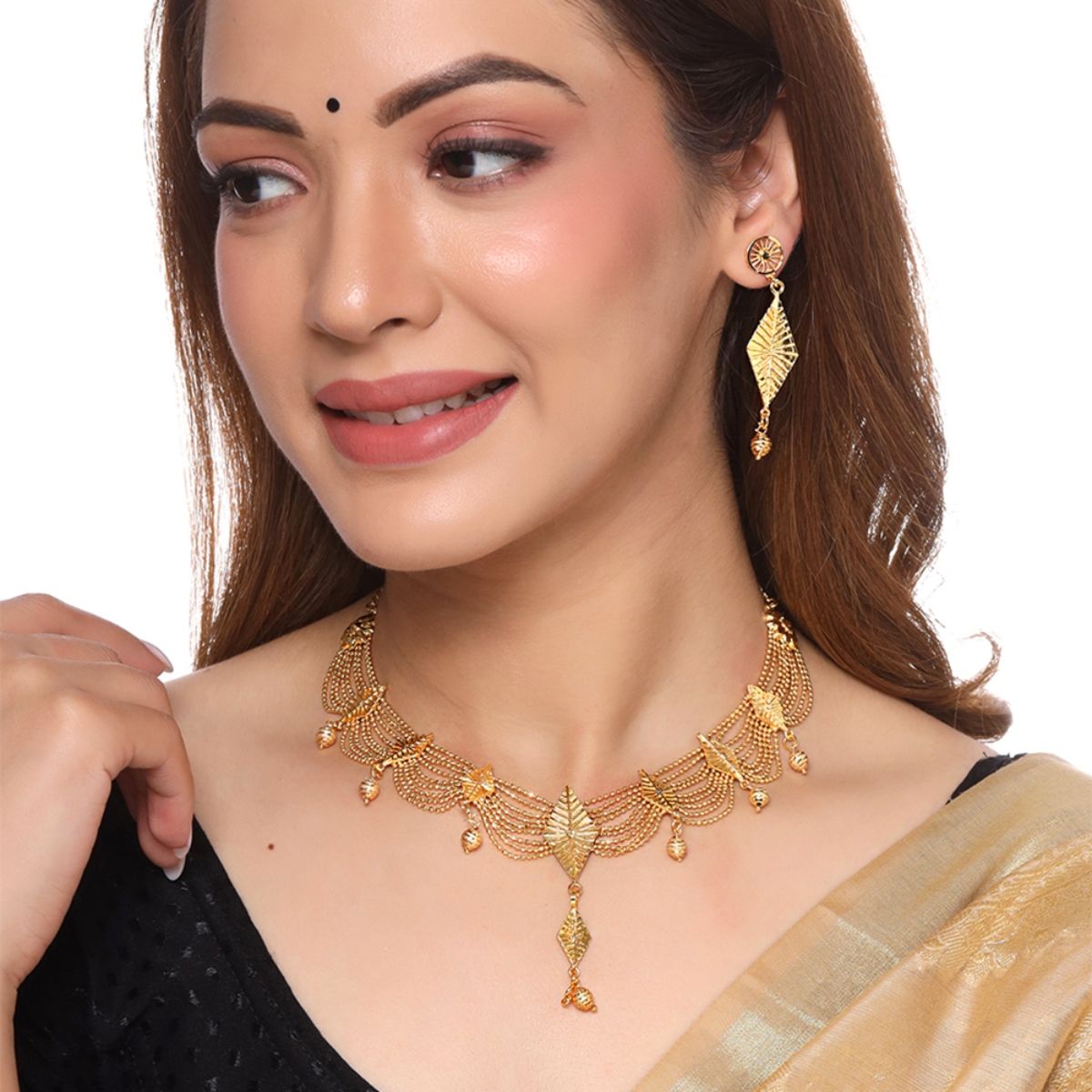 Gold Layered Scoop Necklace deals Earrings Set