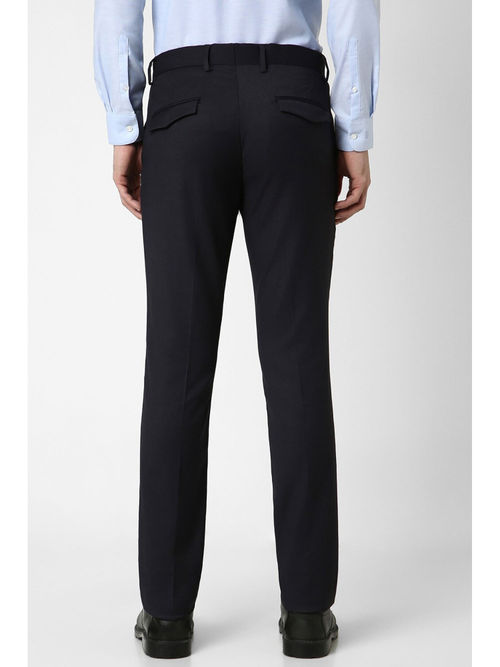 Men Black Solid Slim Fit Formal Trousers