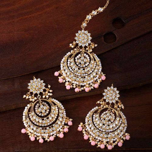 Buy Peora Traditional Jewellery Gold Plated Kundan Pearl Maang