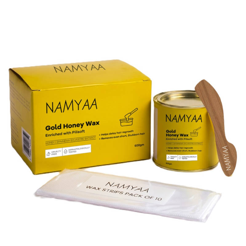 Namyaa Gold Honey Hair Removal Wax (With Wooden Knife & Strips)