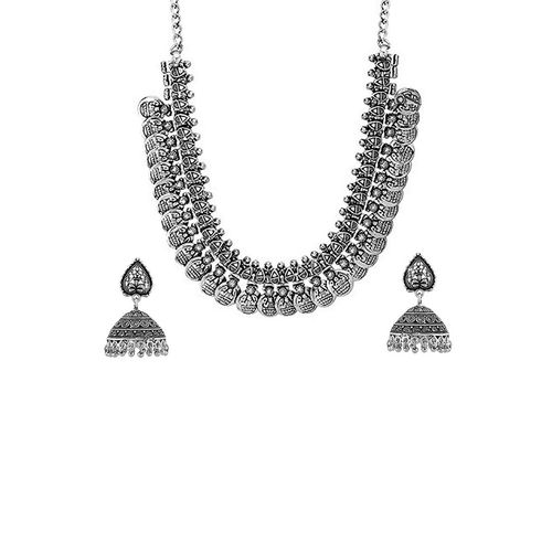 Jhumka Amazon Necklace Sets Yellow Chimes Silver Oxidized