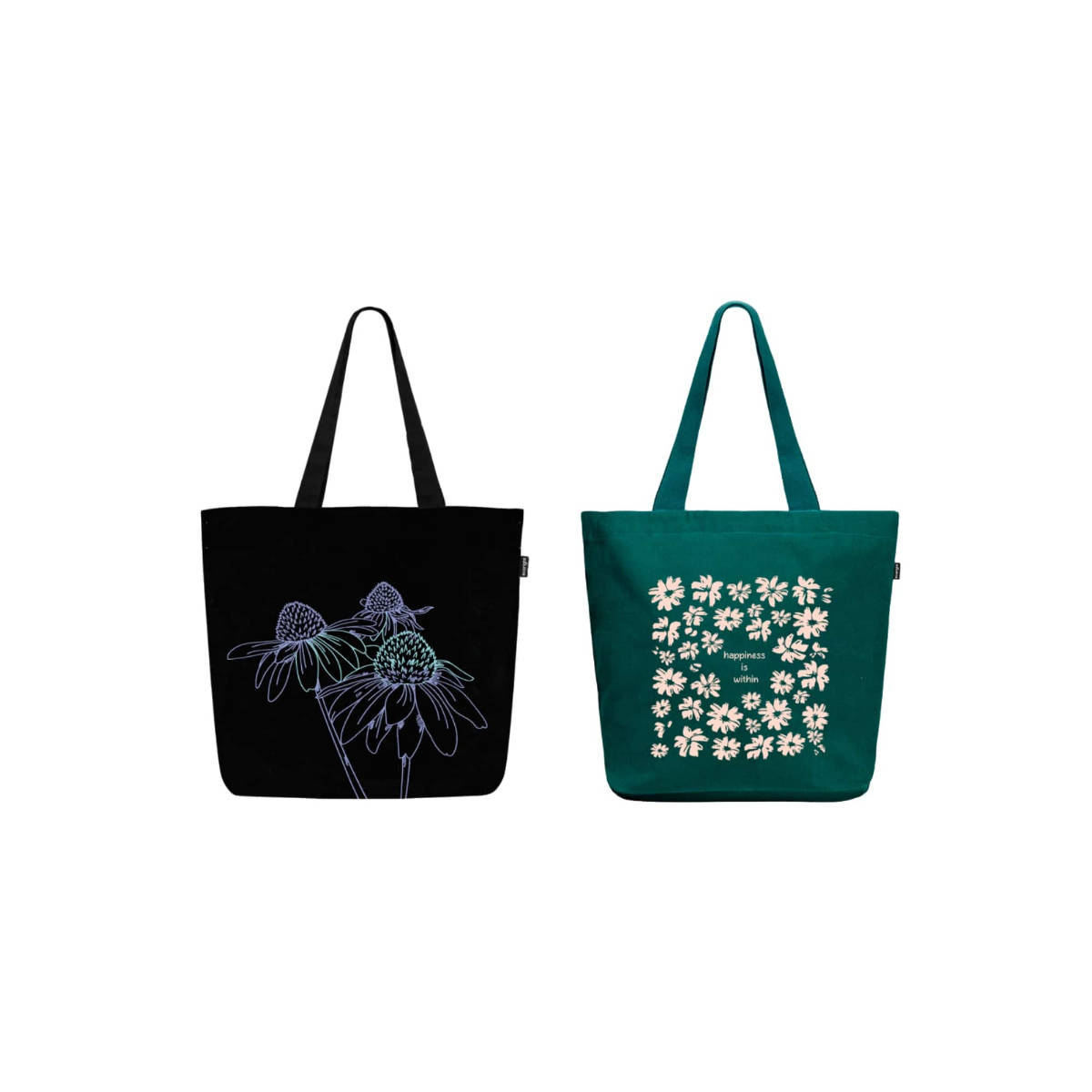 EcoRight Women Large Zipper Tote Bag (Pack of 2) Multi-Color