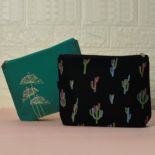 EcoRight Women Cosmetic Pouch (Pack of 2) Multi-Color