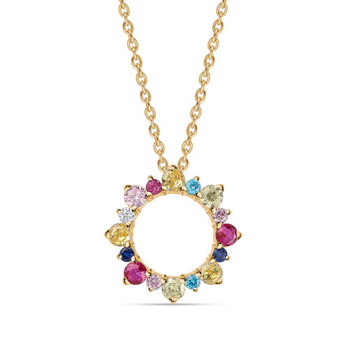 Buy 18K Gold Plated Multi Stone Color Pops Pendant with Chain for