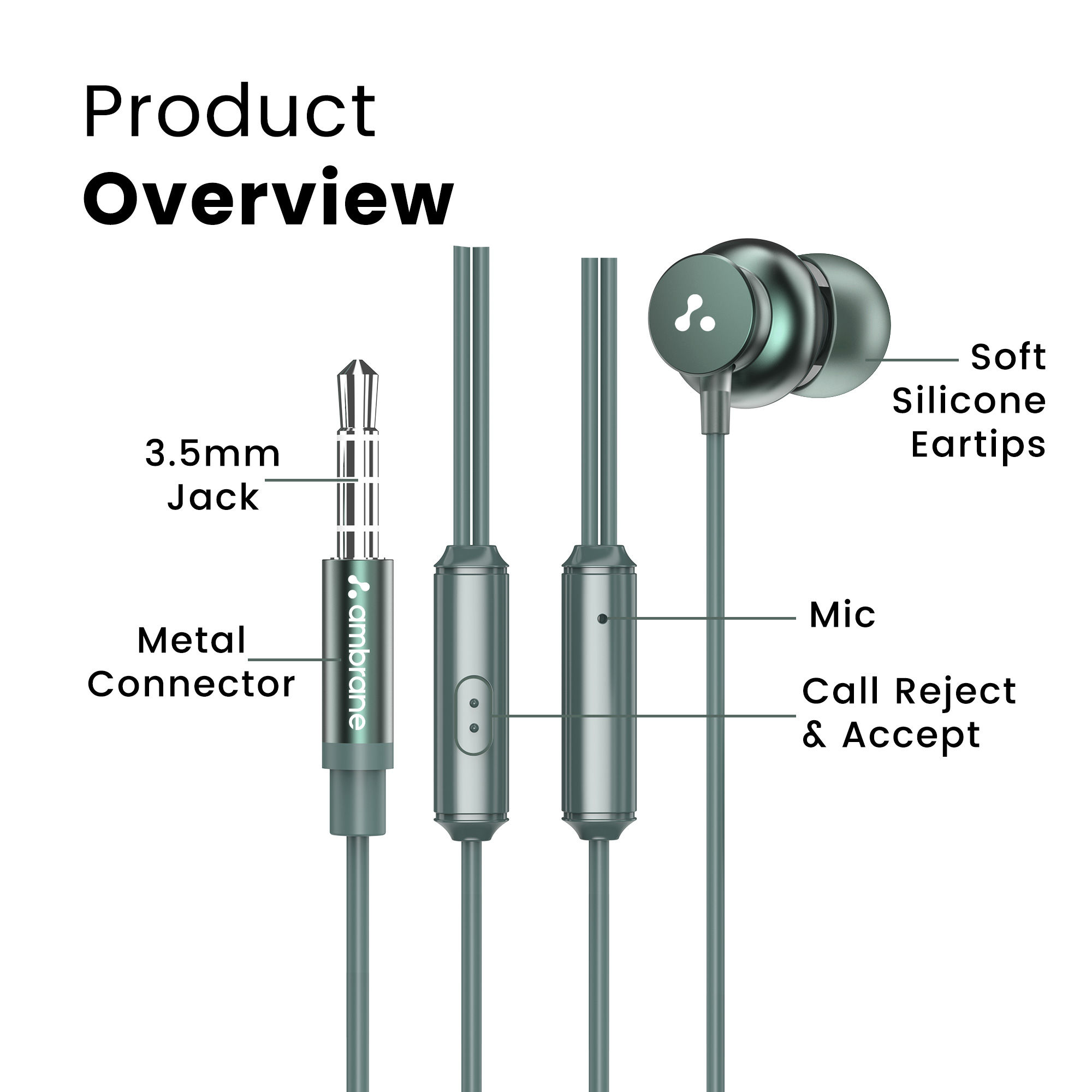 ambrane stringz 38 wired earphones with mic