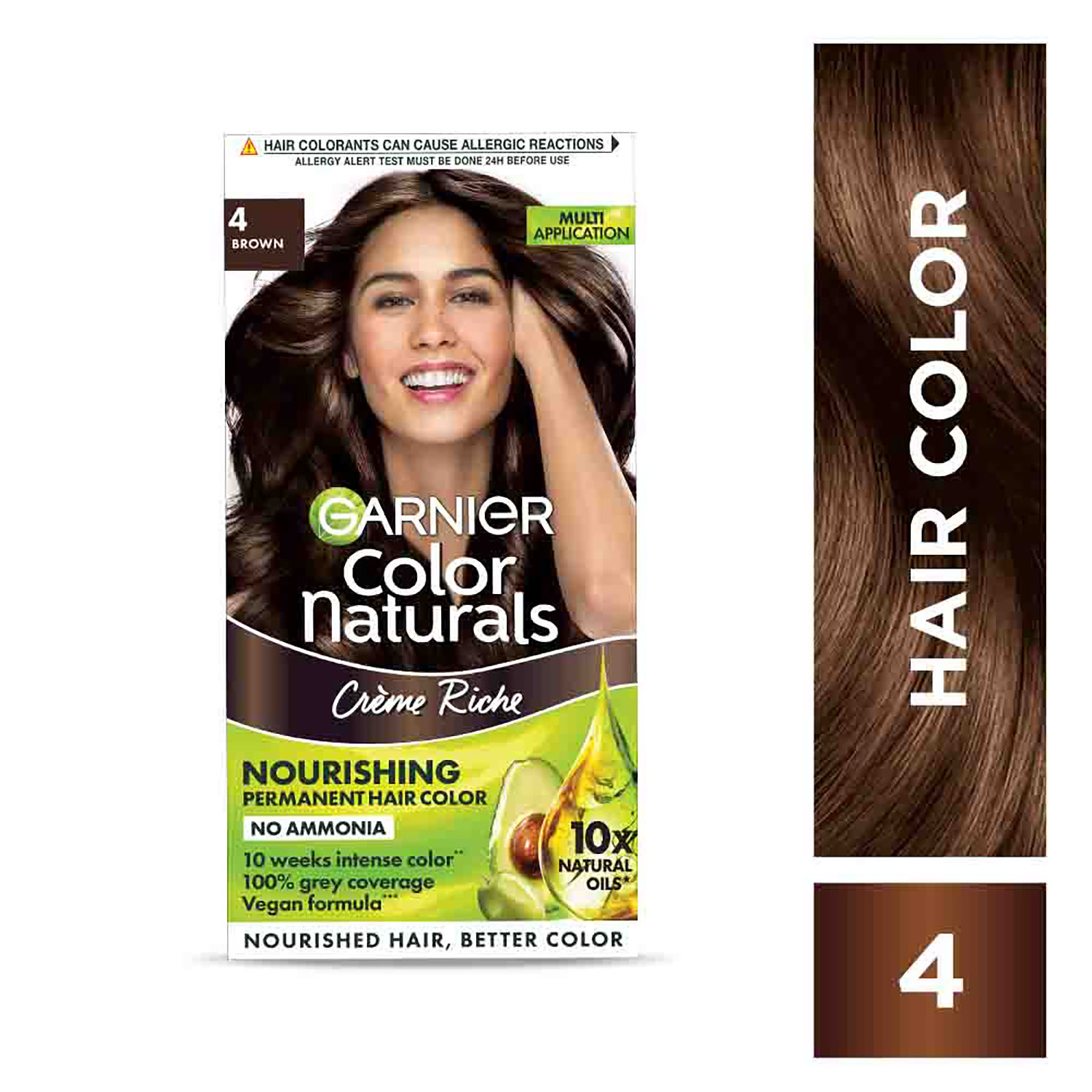 Garnier Hair Colouring Creme, Long-lasting, Smoothness, Shine, Color Naturals, Shade: 4 Brown