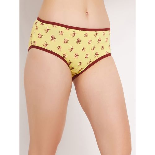 Buy Clovia Yellow 100 Percent Cotton Low Waist Outer Elastic Bikini Panty  online