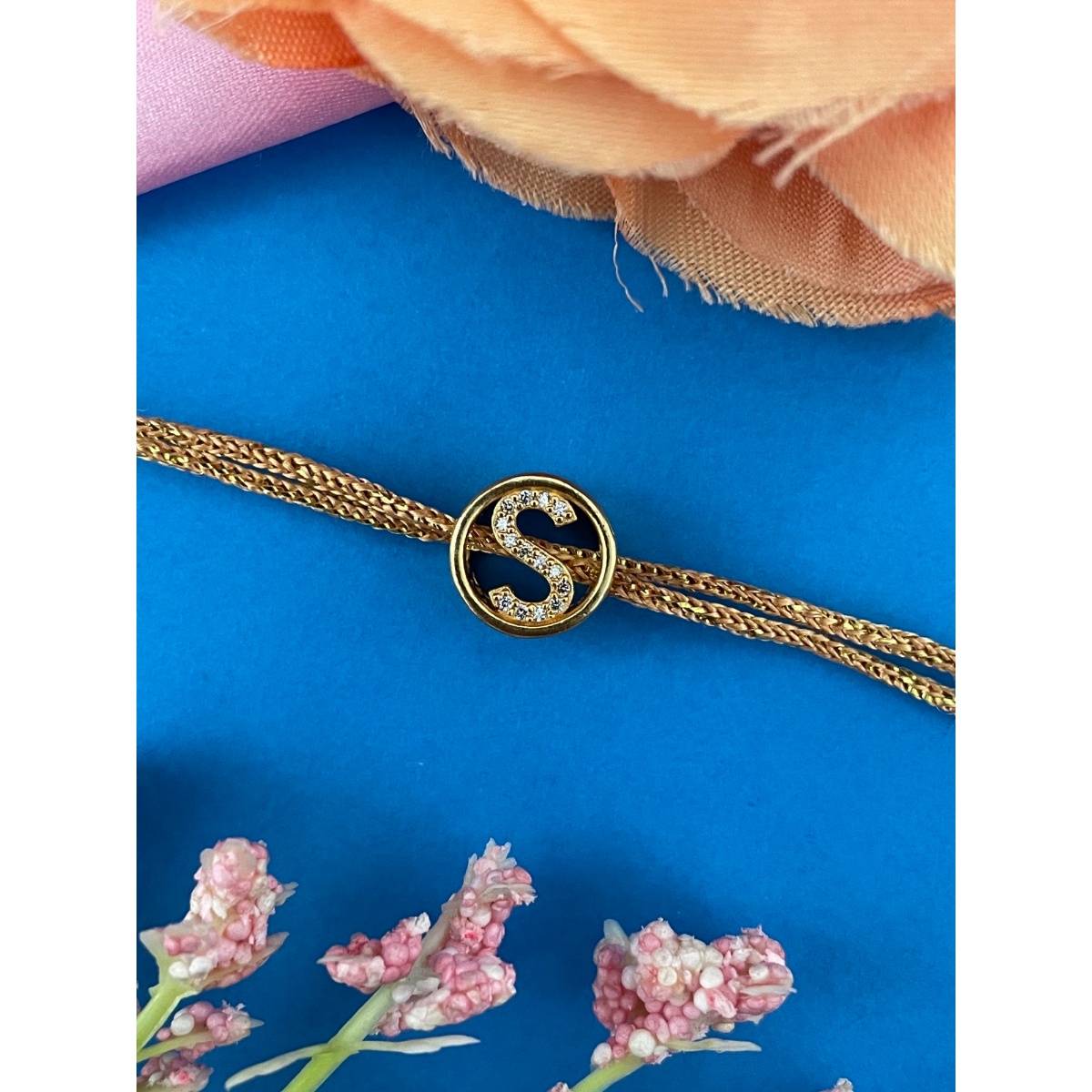 Digital Dress Room Gold S Letter Round Ad Thread Rakhi