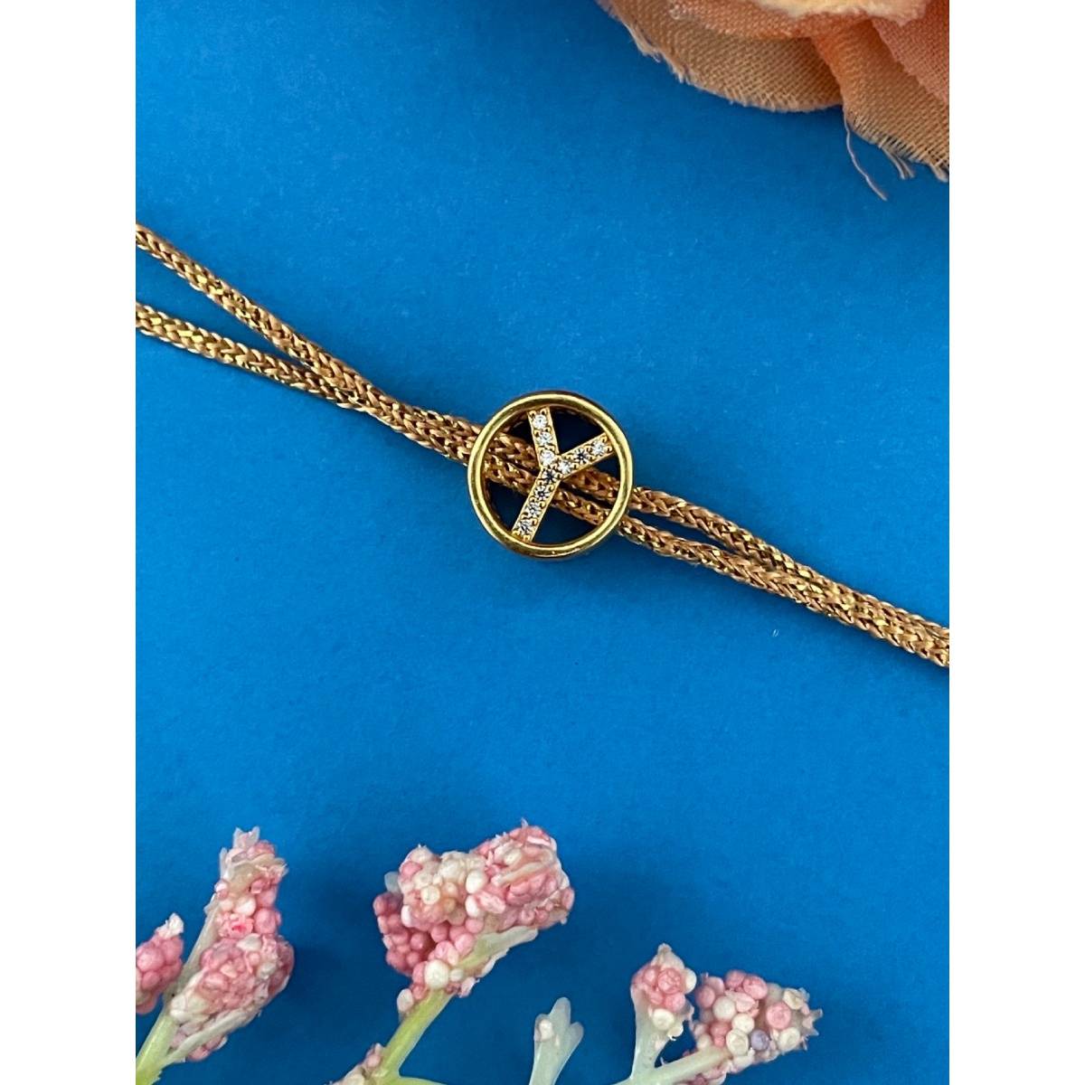 Digital Dress Room Gold Y Letter Round Ad Thread Rakhi