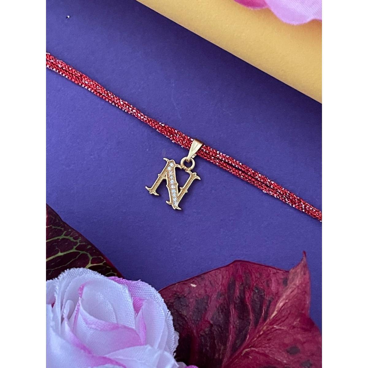 Digital Dress Room Gold N Letter Ad Maroon Thread Rakhi