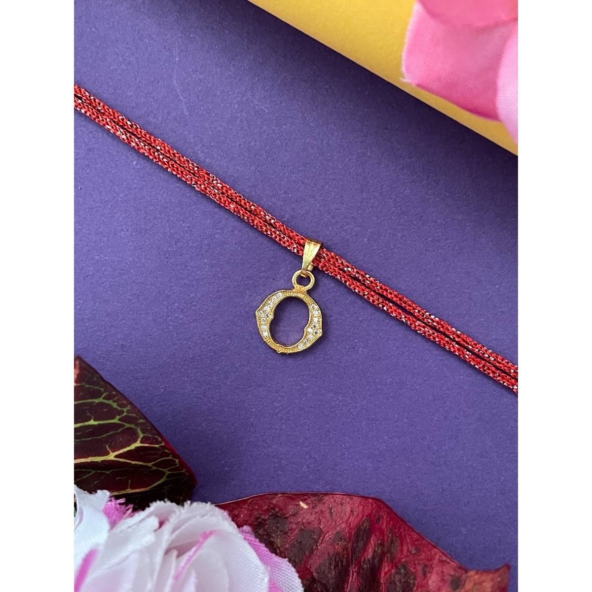 Digital Dress Room Gold O Letter Ad Maroon Thread Rakhi
