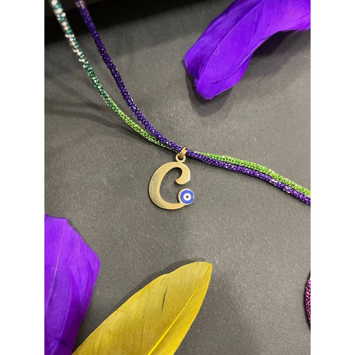 Digital Dress Room Gold C Letter Evil Eye Thread Rakhi