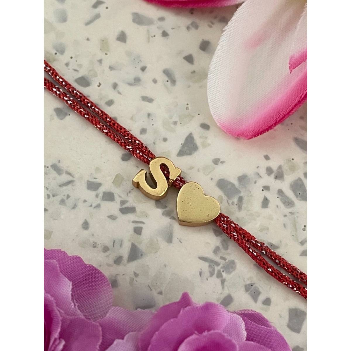 Digital Dress Room Gold S Letter Heart Charm Thread Rakhi