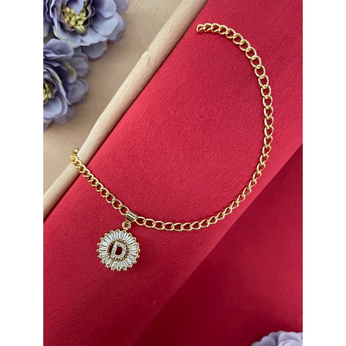 Digital Dress Room Gold D Letter Diamond Bracelet Rakhi