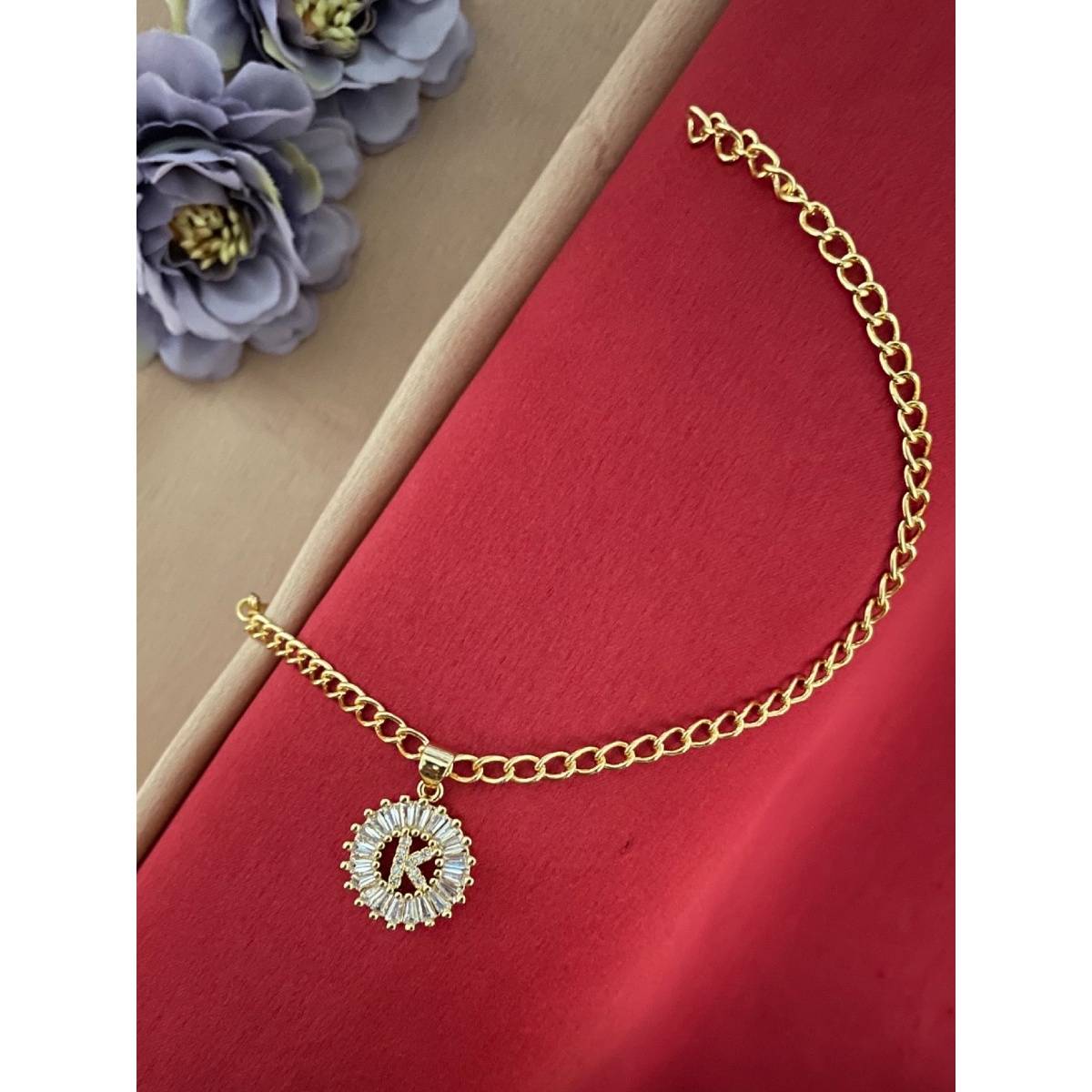 Digital Dress Room Gold K Letter Diamond Bracelet Rakhi