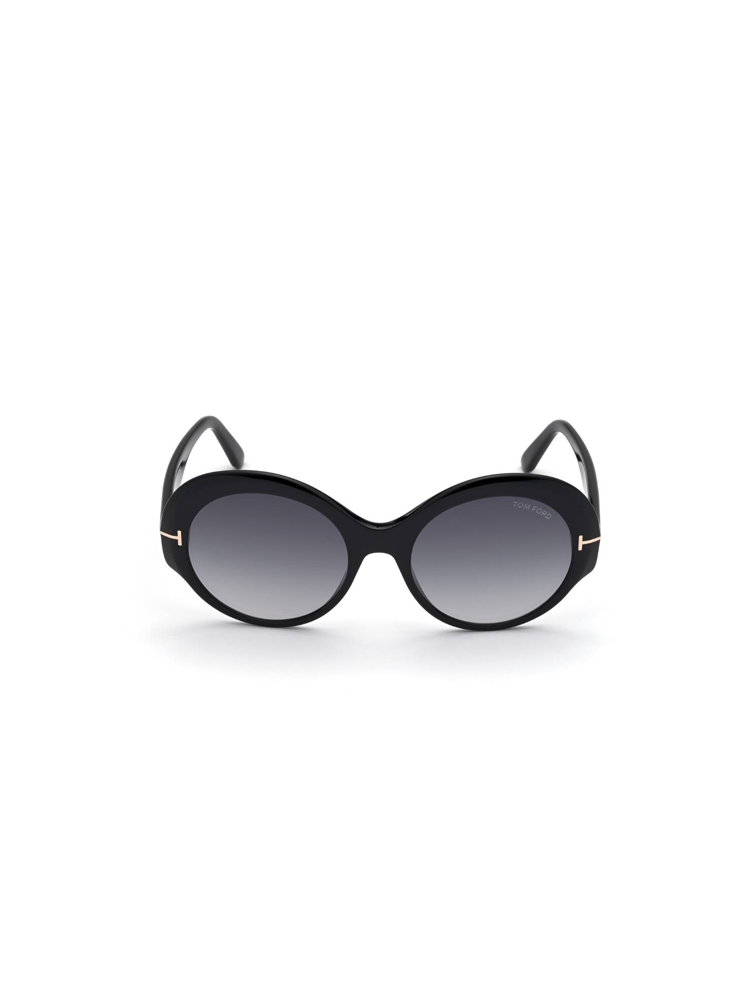 Tom Ford Black Acetate Full Rim Round Women Sunglasses (56)