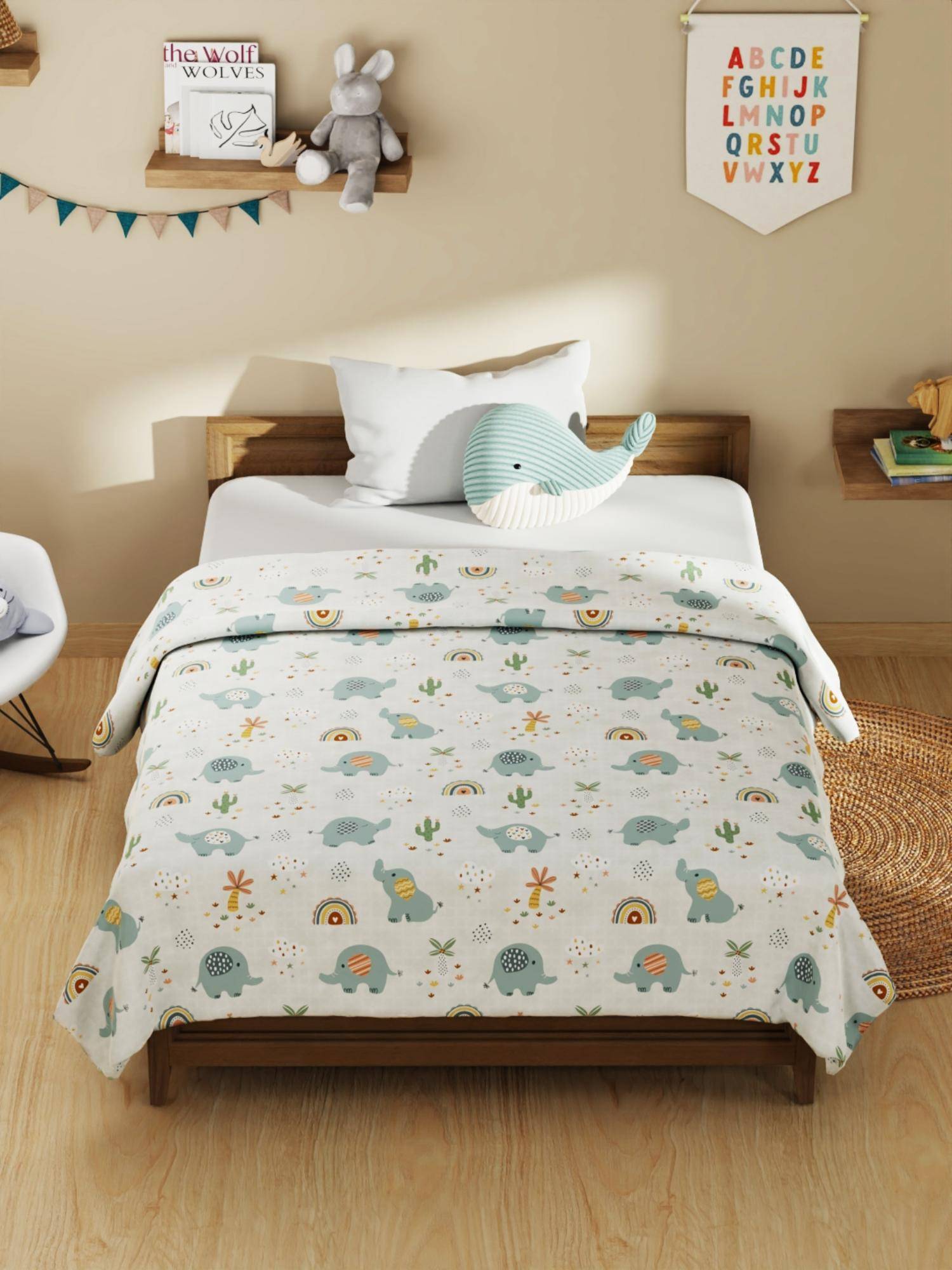 KOPA Kids Printed Micro Single Dohar - Abstract Grey