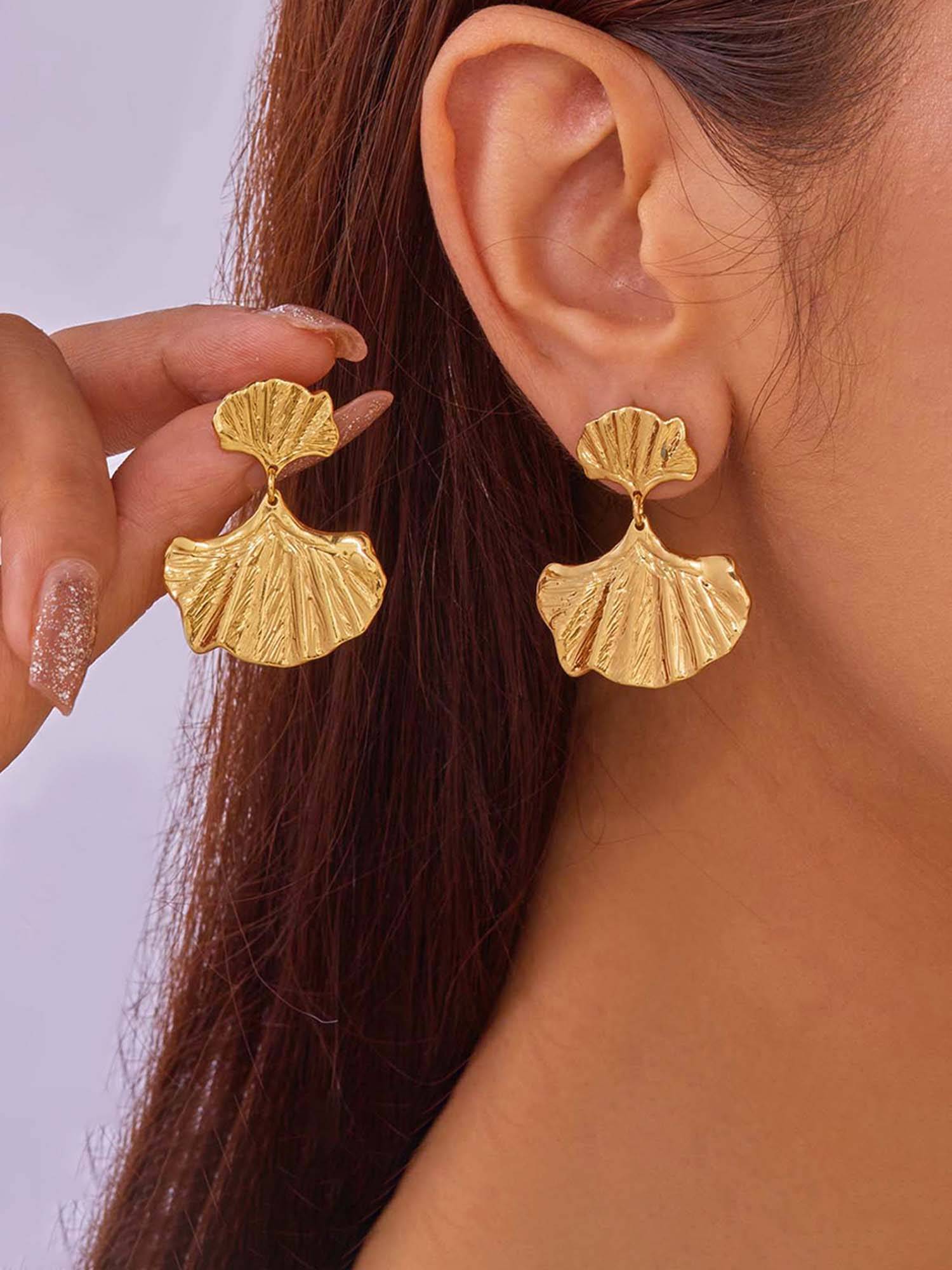 Jewels Galaxy Gold-Plated Anti Tarnish Stainless Steel Quirky Drop Earrings