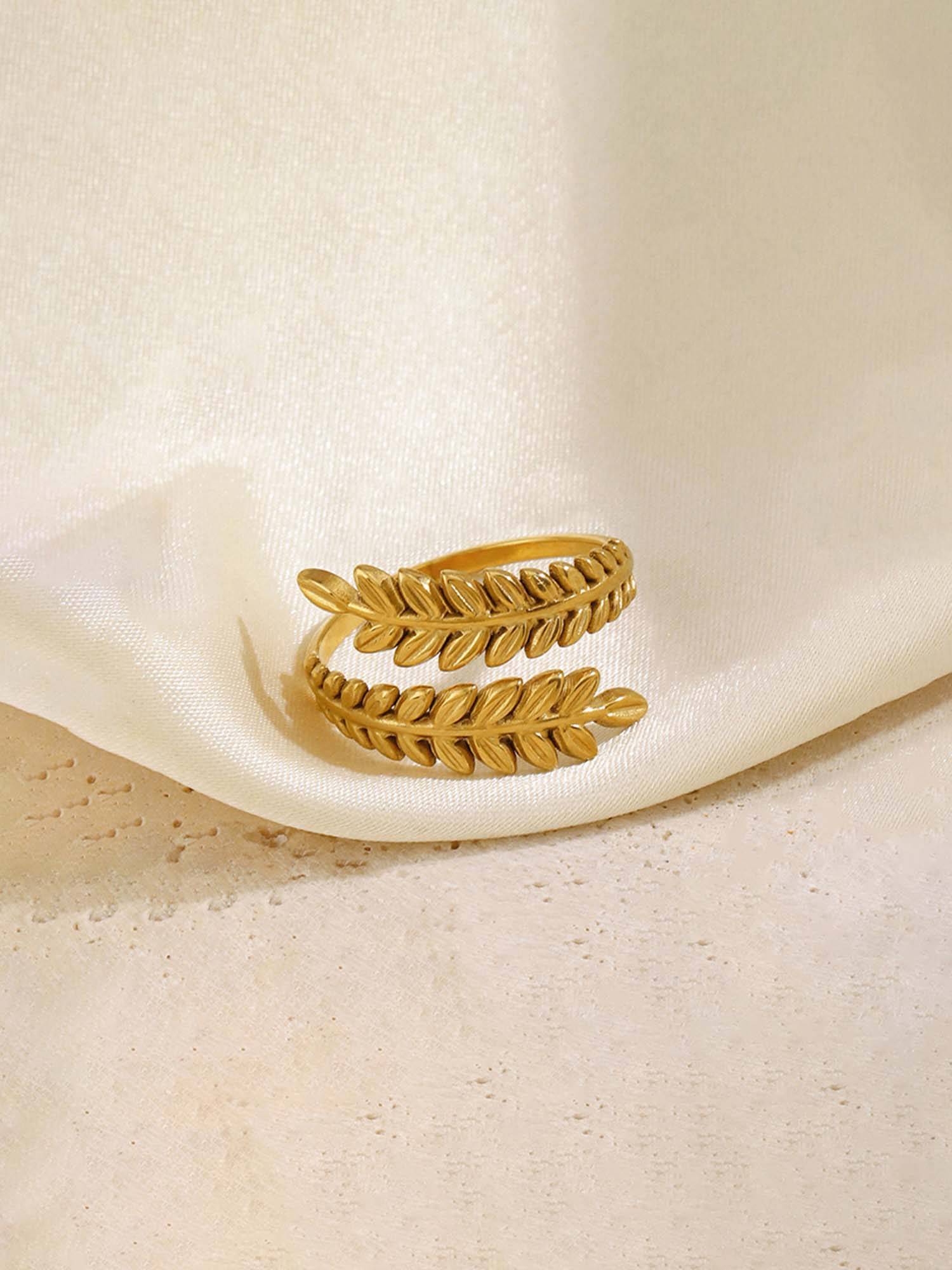 Jewels Galaxy Gold-Plated Anti Tarnish Stainless Steel Contemporary Adjustable Ring