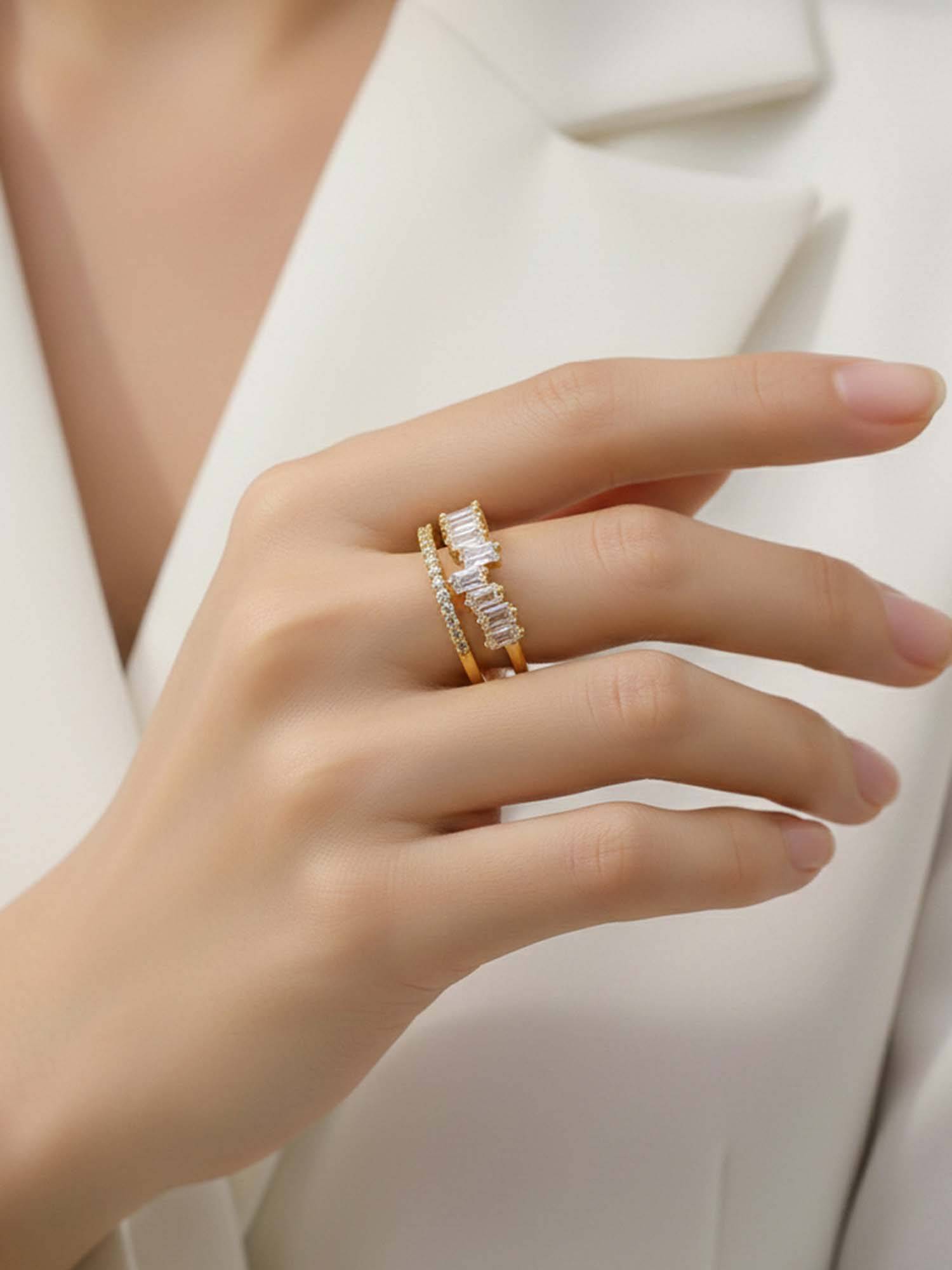 Jewels Galaxy Gold-Plated American Diamond Studded Adjustable Ring