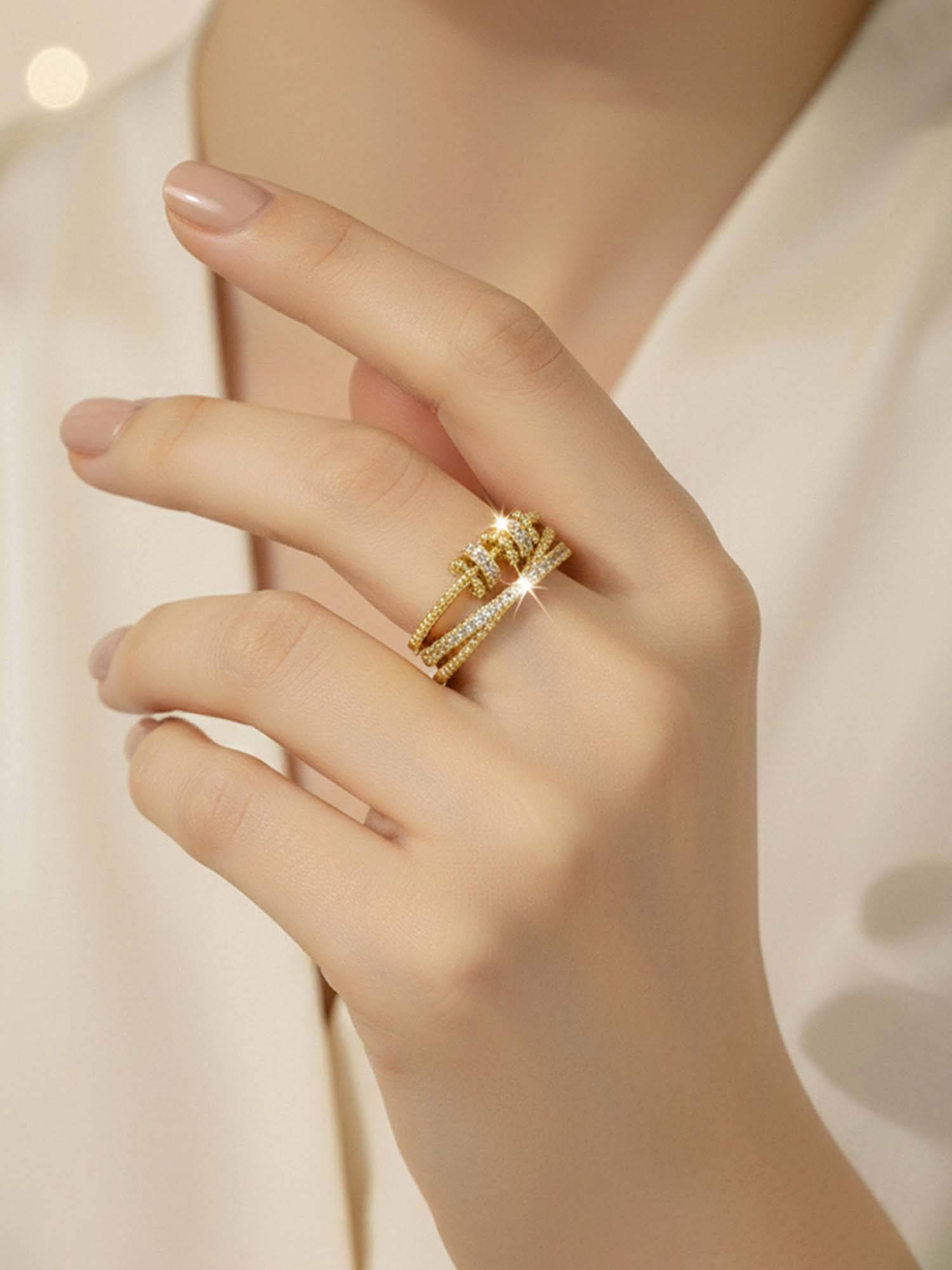 Jewels Galaxy Gold Plated Rotatable Adjustable Ring
