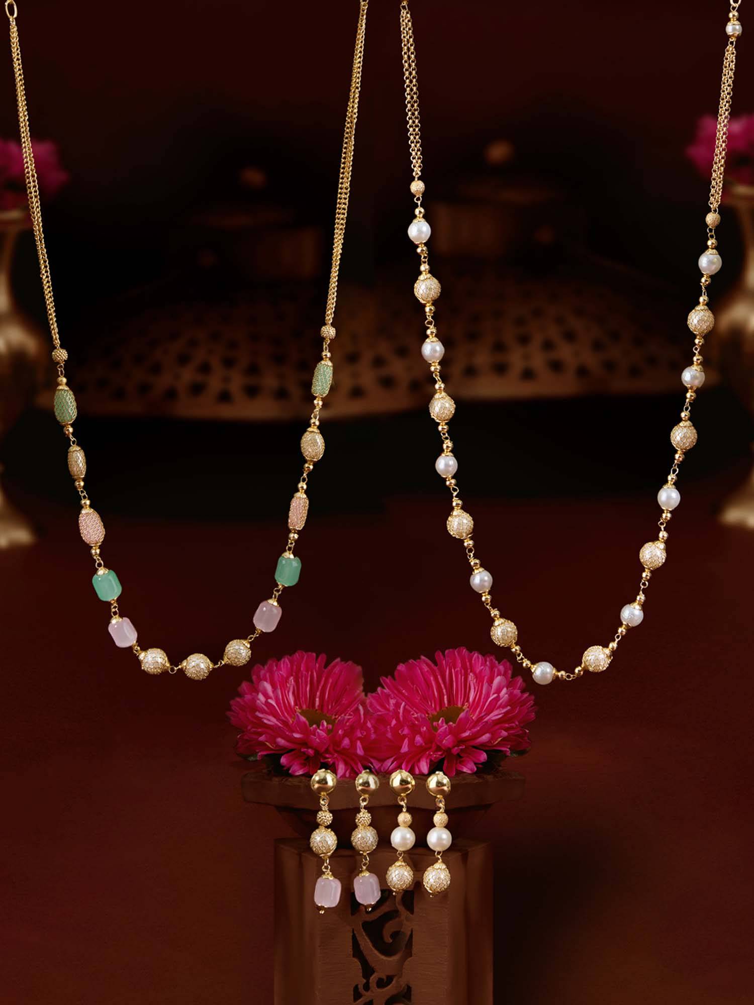 Zaveri Pearls Multi-Color Beads Fusion Jewellery Set (Pack of 2)