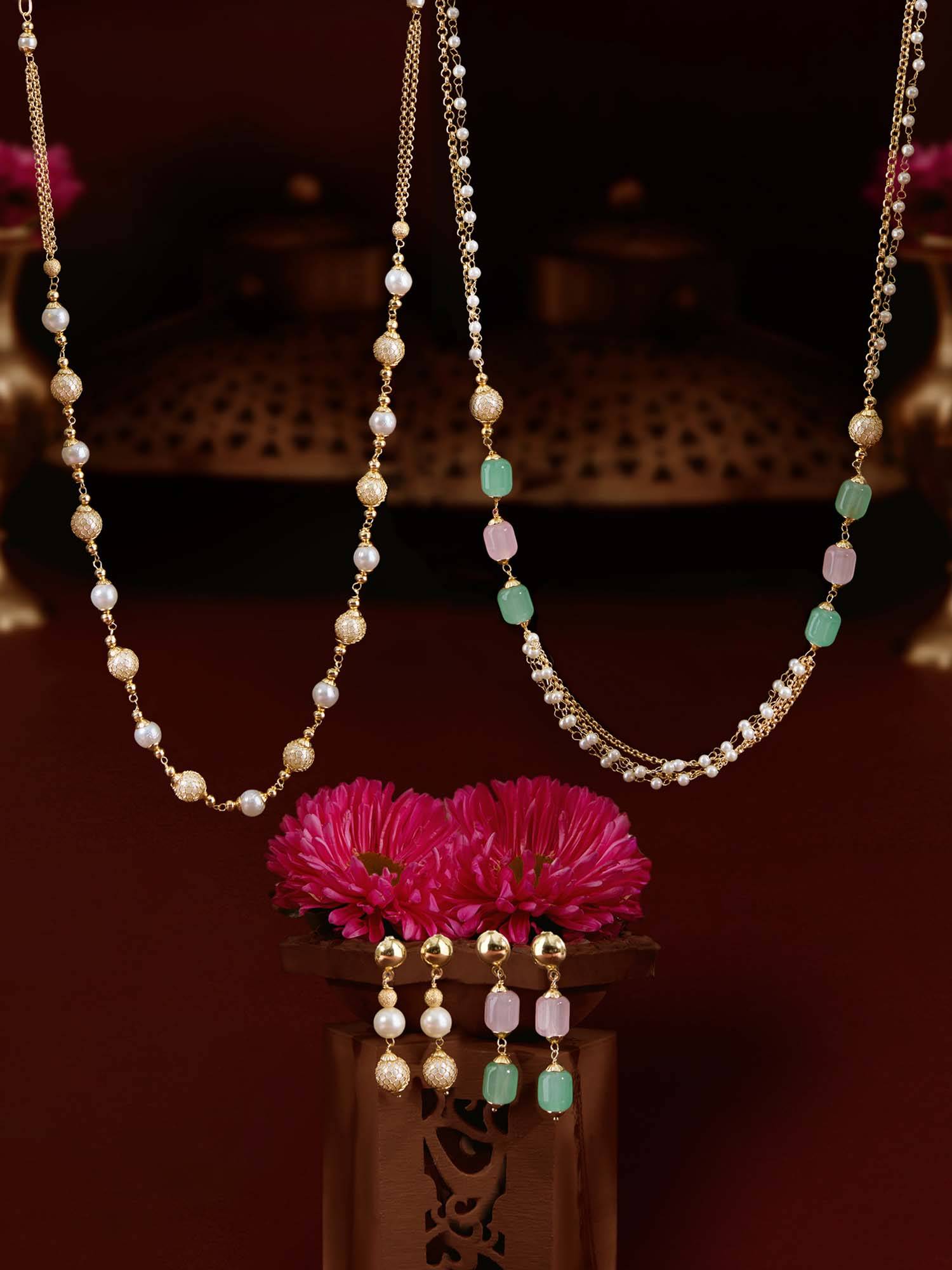 Zaveri Pearls Multi-Color Beads Fusion Jewellery Set (Pack of 2)