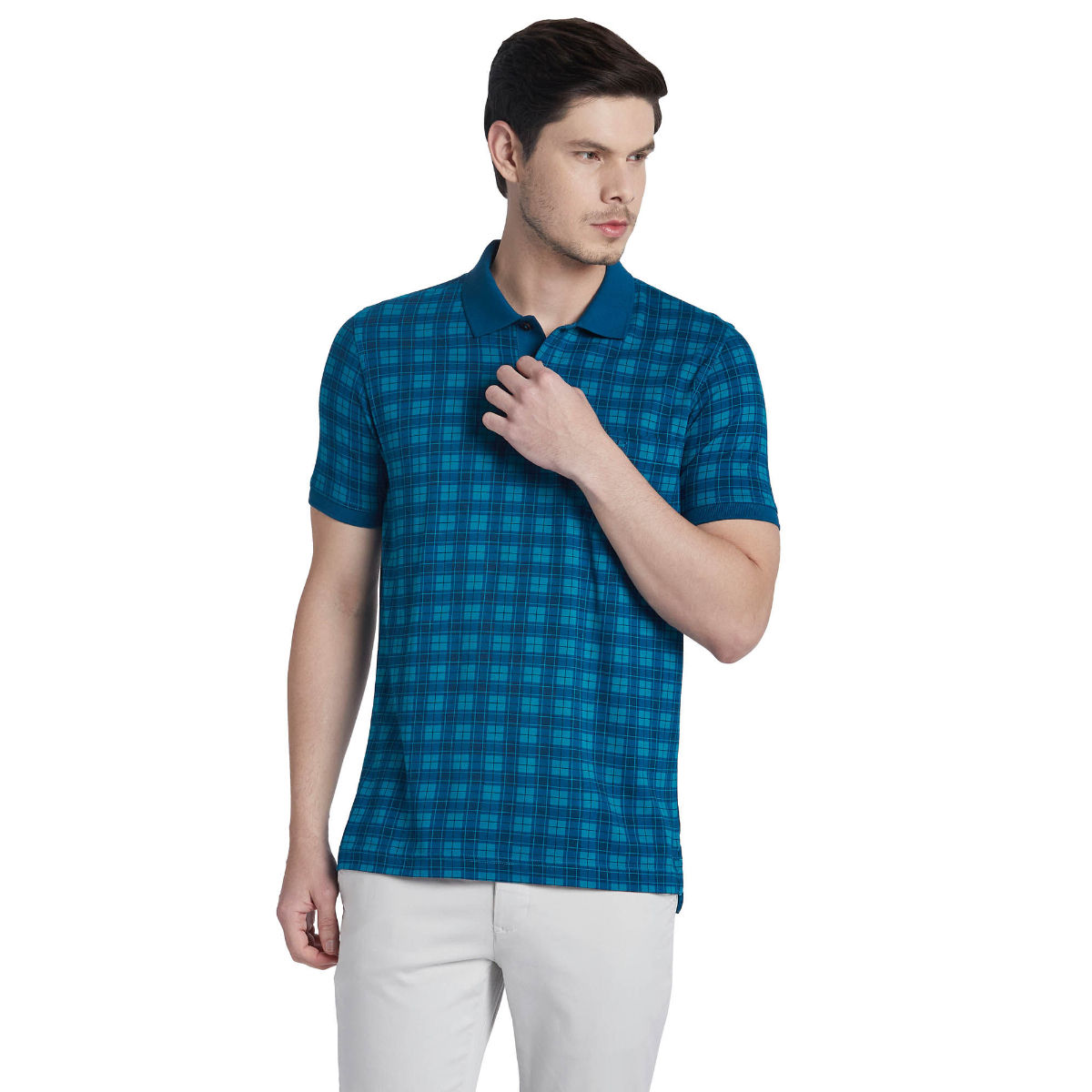 ColorPlus Blue Checked T-Shirt (S)