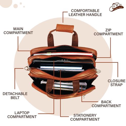Leather World inch Brown Laptop Expandable Messenger Shoulder Office  Bag (M)