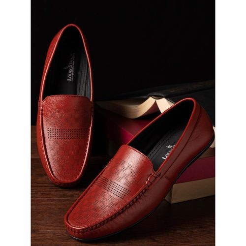 Louis Stitch Ferrari Premium Italian Leather Handcrafted Textured Loafers for Men: Buy Louis Stitch Ferrari Red Premium Italian Leather Handcrafted Textured Loafers for Online Best Price India