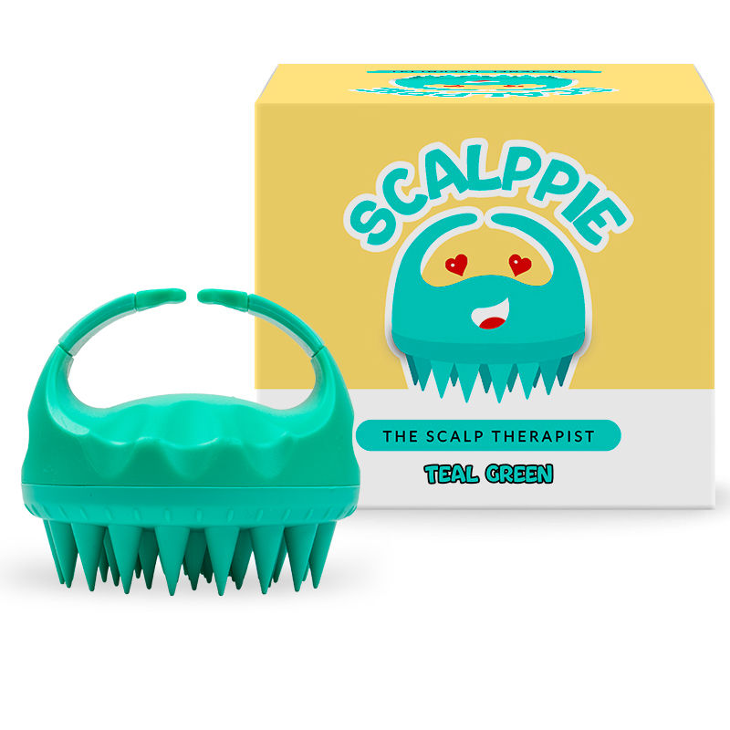 Scalppie Hair Scalp Massager & Shampoo Brush - Teal Green - Promotes Hair Growth & Prevents Dandruff