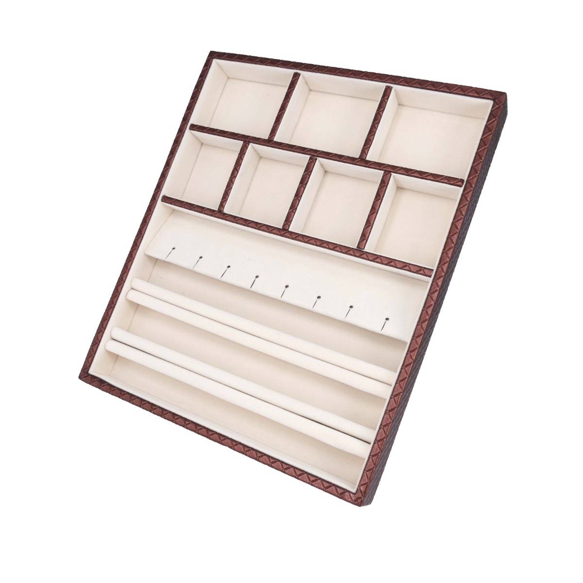 Premsons Portable Classic Leatherette Layer Womens Jewellery Tray - Maroon