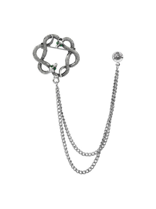 Buy The Tie Hub Men Silver Snake Round Chain Lapel Pin Online
