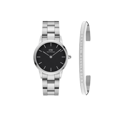 Daniel Wellington Iconic Link 28 Silver Black Classic Watch  Gift Set