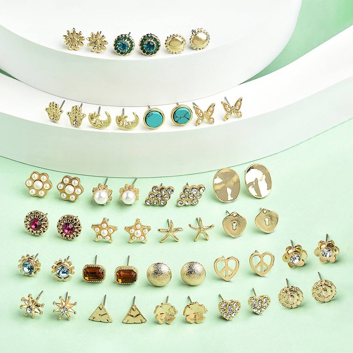 Zaveri Pearls (Set of 25) Gold Tone Contemporary Studs Earrings ZPFK15136