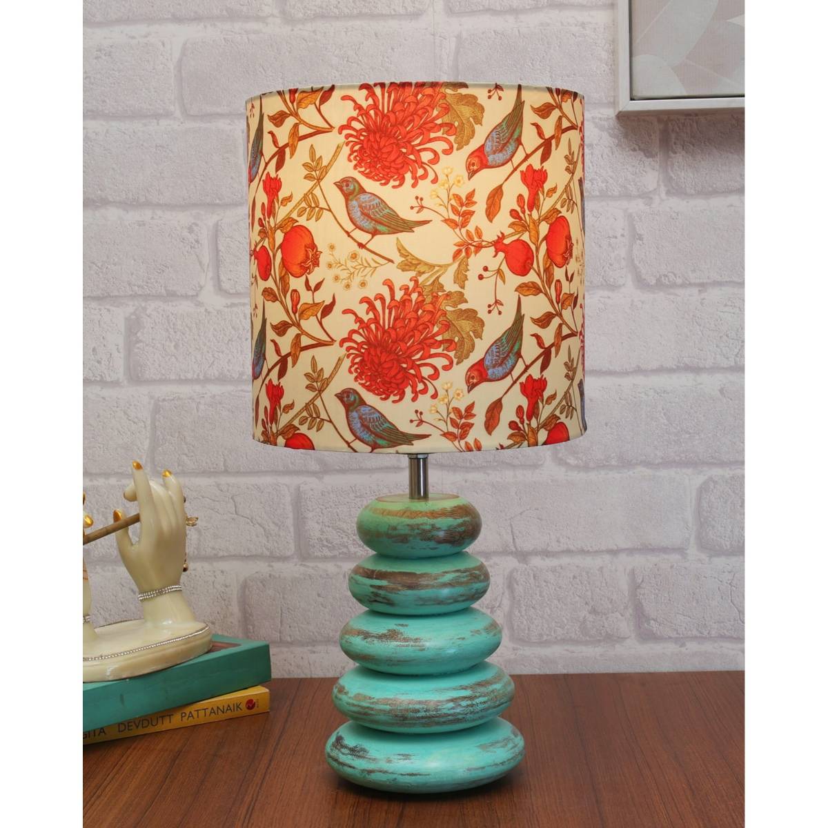 Homesake Wood Table Lamp Algae Multi-Pebble Bird