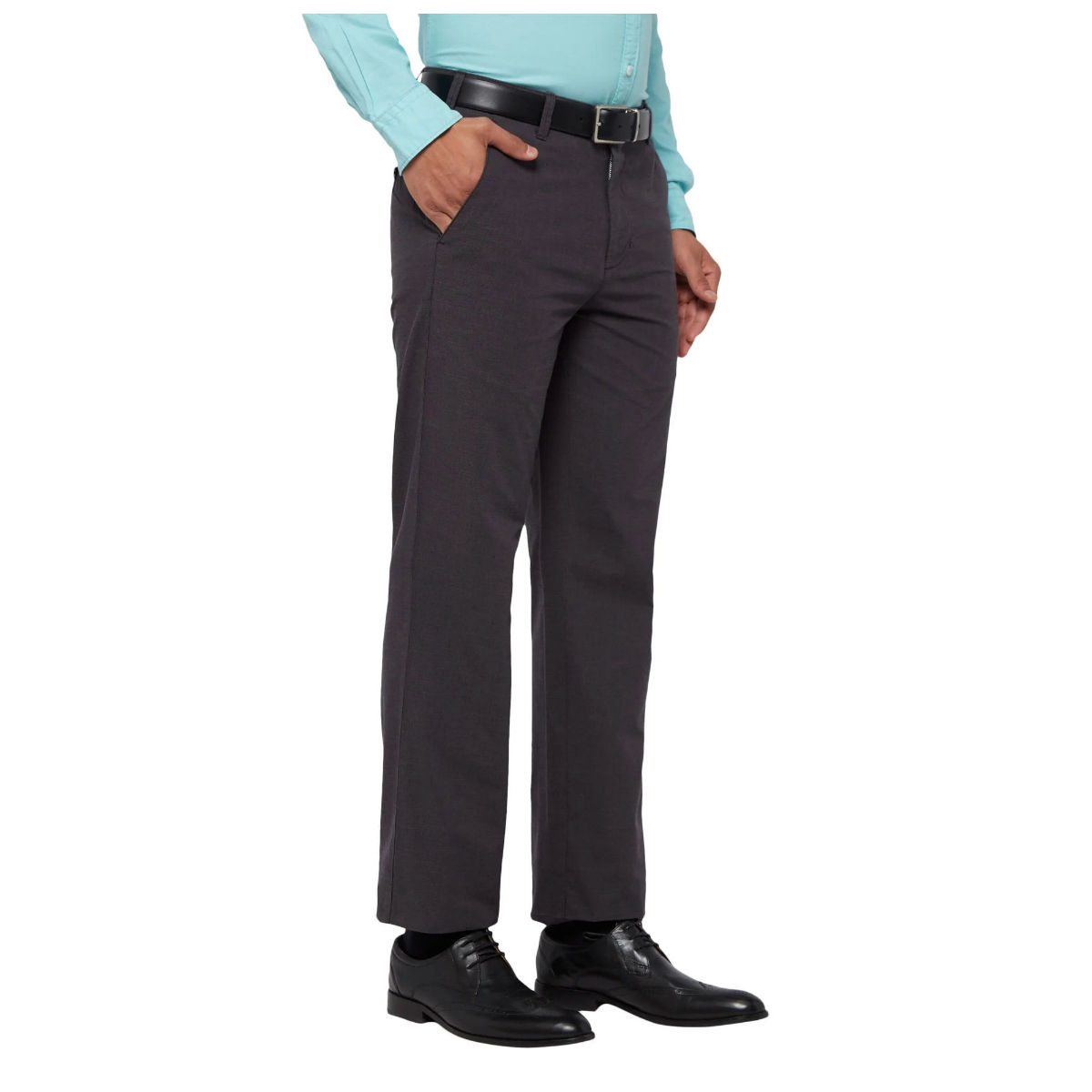 Buy Colorplus Beige Contemporary Fit Flat Front Trousers for Men Online @  Tata CLiQ