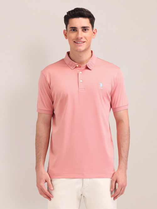 POLO Solid Pink Half Sleeves Polo T-Shirt
