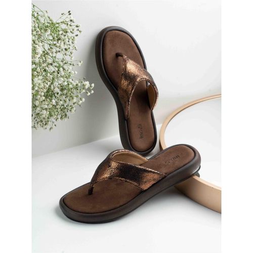 Womens Golden Party Wear Solid T-Strap Flats Sandals (EURO 35)
