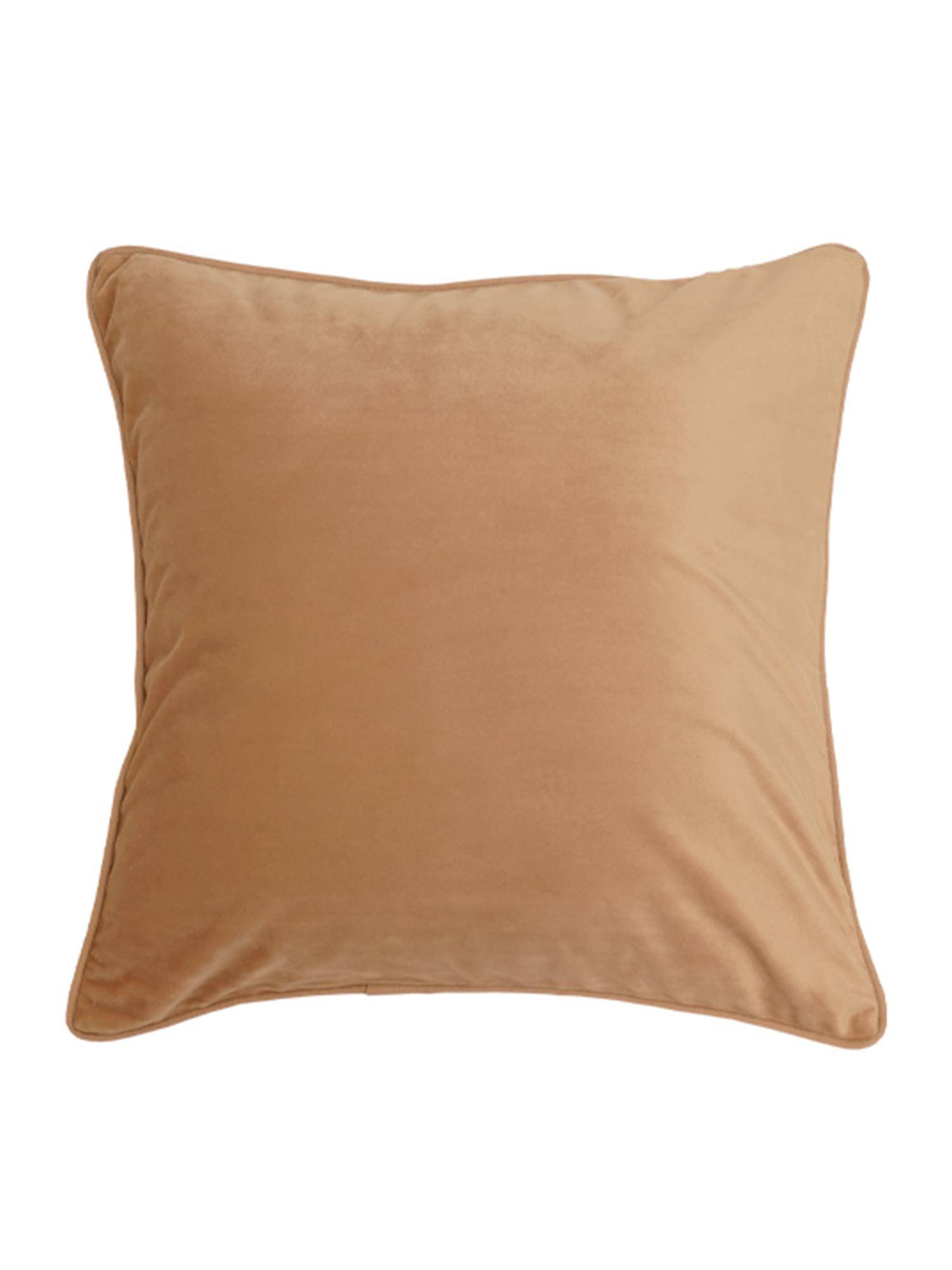 Zeba World Solid Brown Velvet Cushion Cover (16 x 16 Inches)
