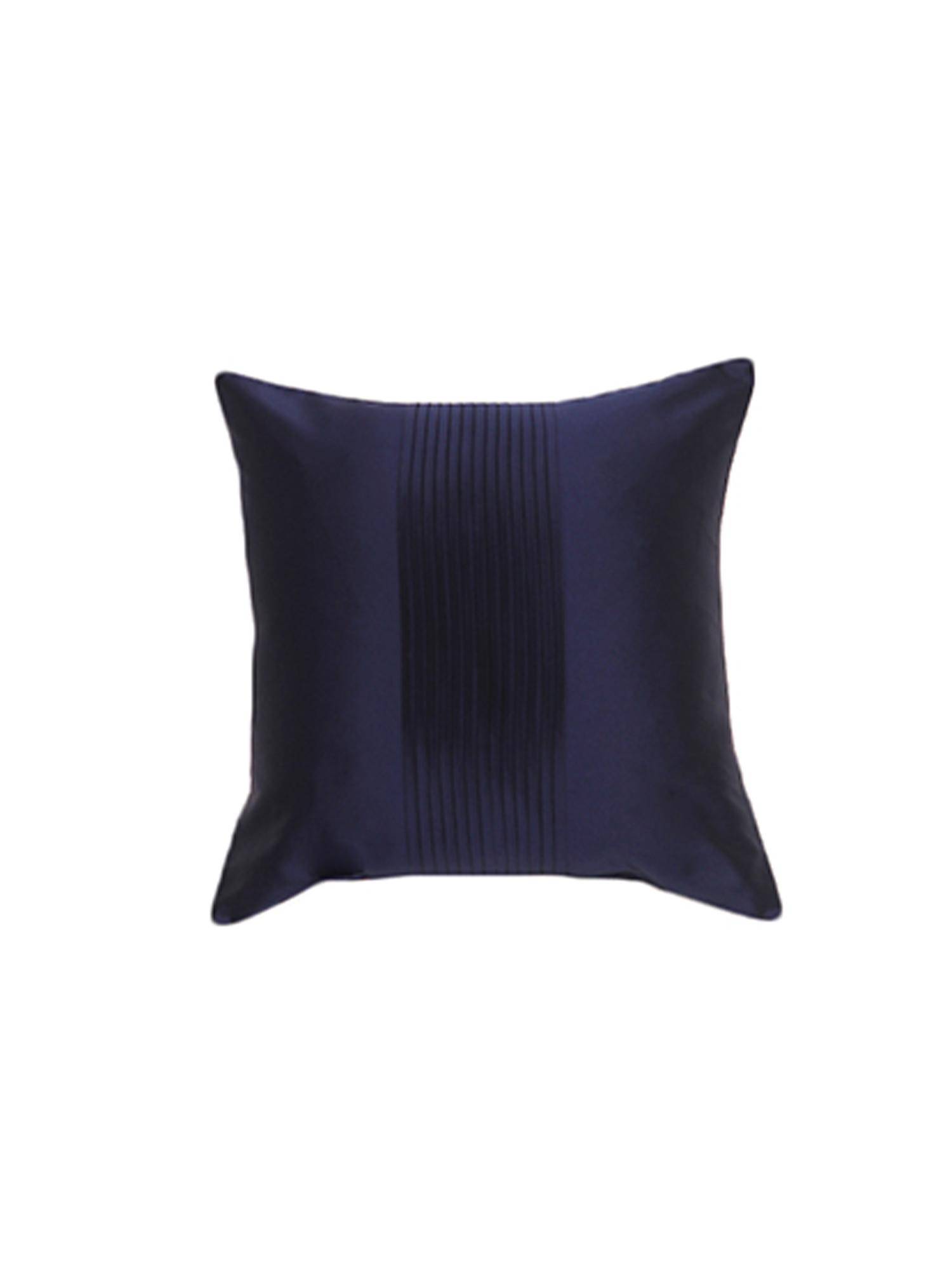 Zeba World Navy Blue Technique Pleated Polyester Cushion Cover (12 x 12 Inches)