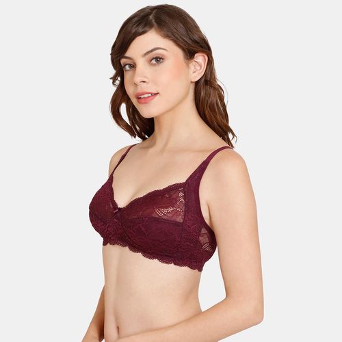 Buy Rosaline Padded Non Wired Medium Coverage Lace Bra - Violet