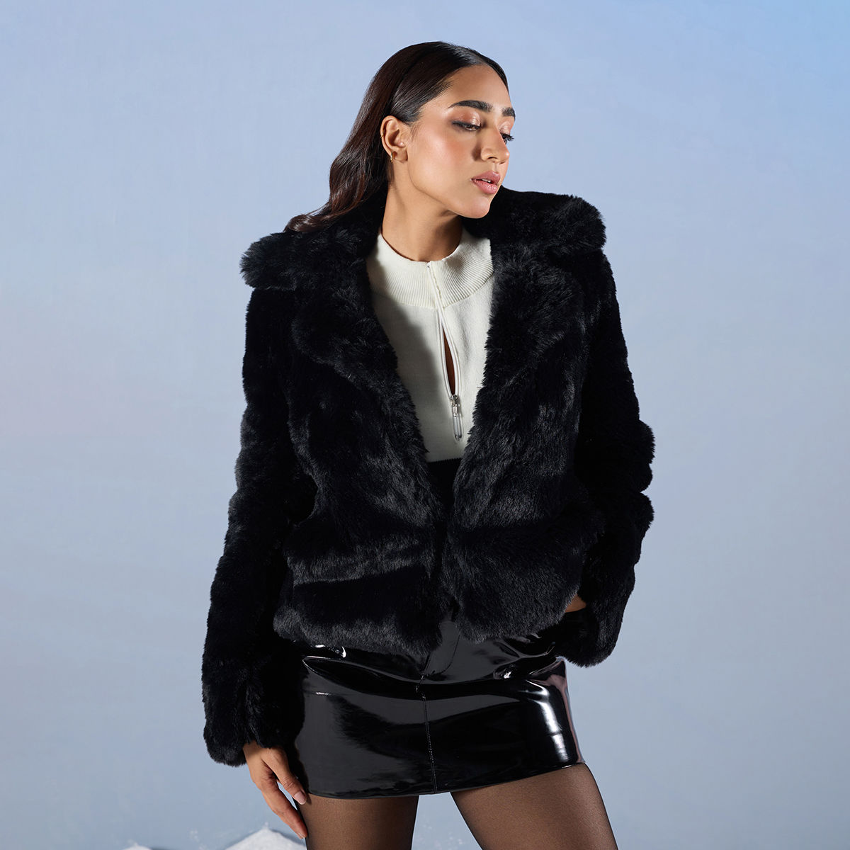 Fur hotsell jacket black