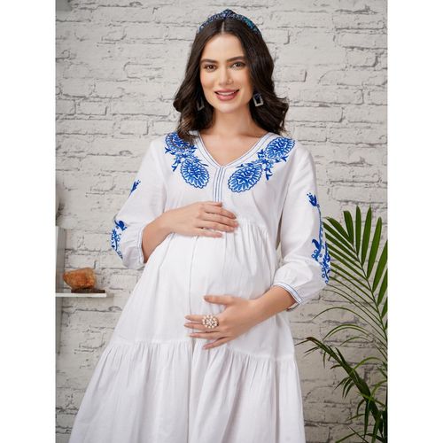 sachin and babi light blue dress Beautiful Embroidered Floral Shades Maxi Dera Maternity Dress
