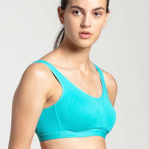 Buy Jockey 1376 Wirefree NonPadded Cotton Elastane Full Coverage Active  Bra-Teal Assorted Online