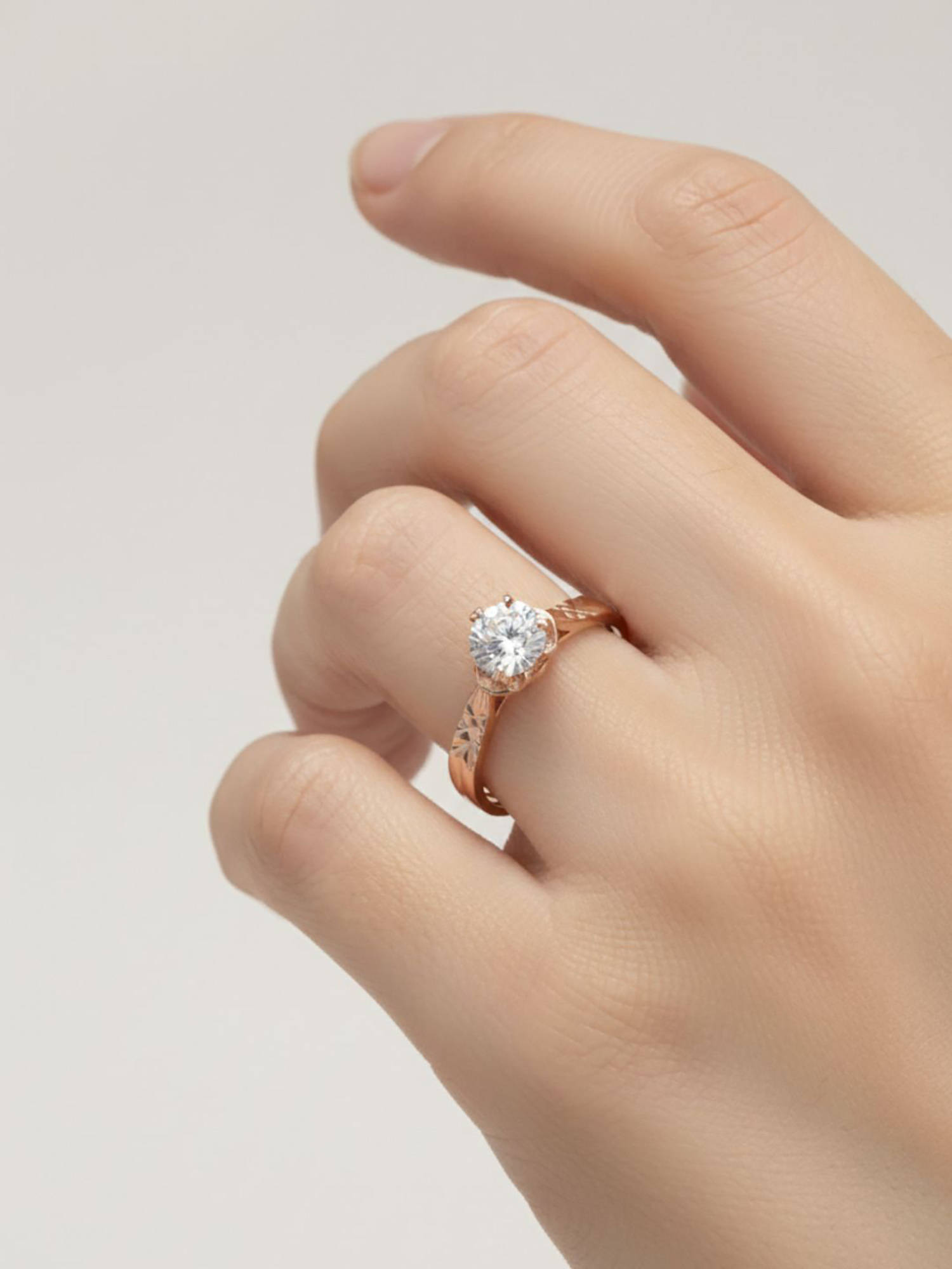 RACHIVA 925 Sterling Silver Classic Rose Gold Solitaire Ring for Women