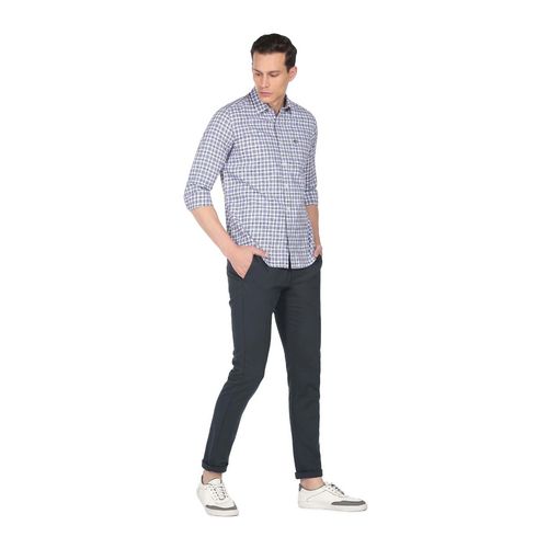 Buy Arrow Sports Men Navy Blue Mid Rise Bronson Slim Fit Casual
