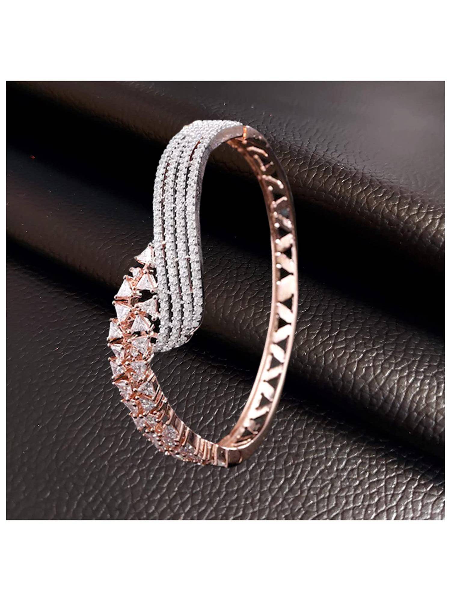 Gahan Rose Gold-Plated CZ Stone-Studded Handcrafted Bangle-Style Bracelet